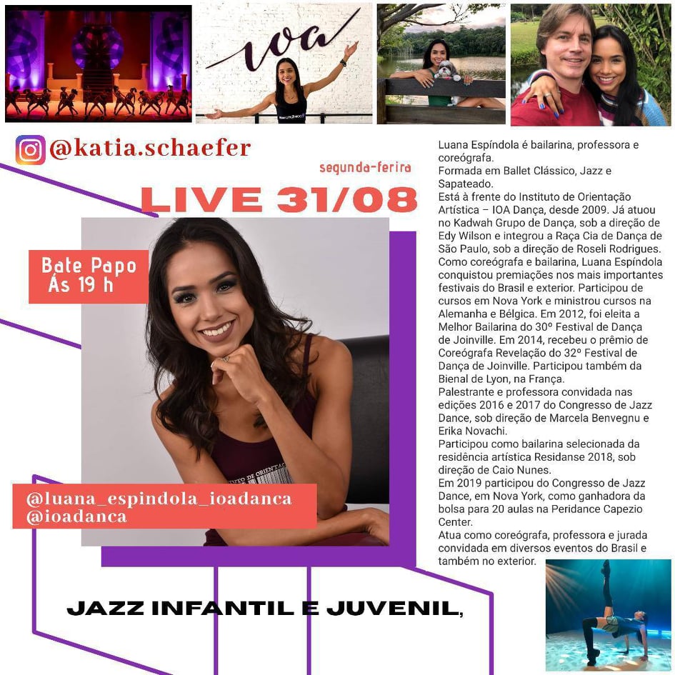 Luana Espíndola participa de live abordando o tema Jazz Infantil e Juvenil