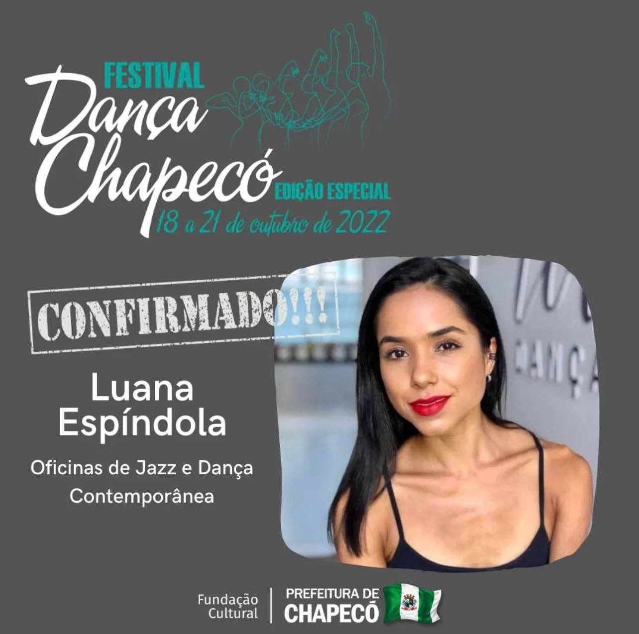 Luana Espíndola ministra oficinas de Jazz e Contemporâneo no Dança Chapecó