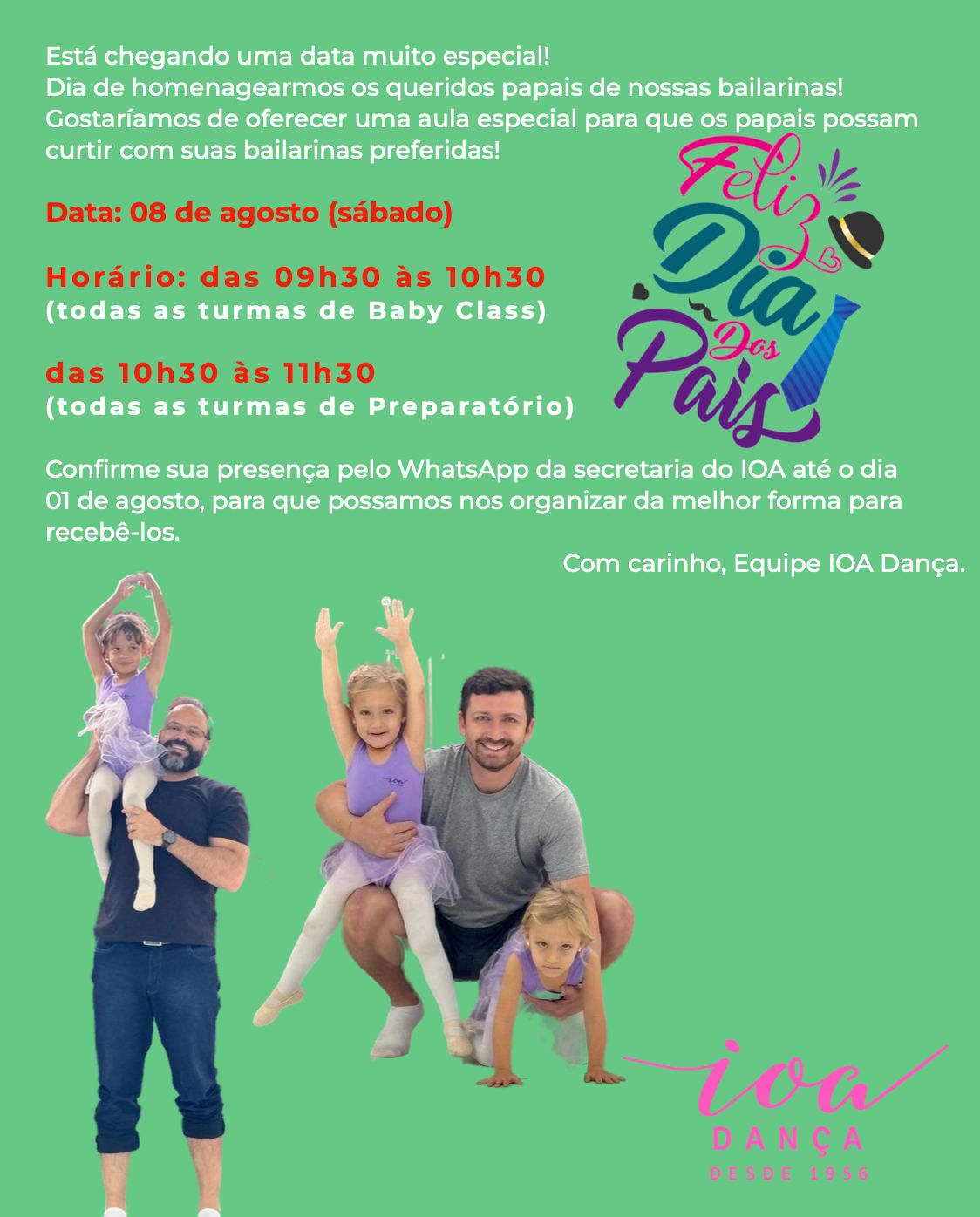 Aula Especial de Dia dos Pais – Baby Class e Preparatório